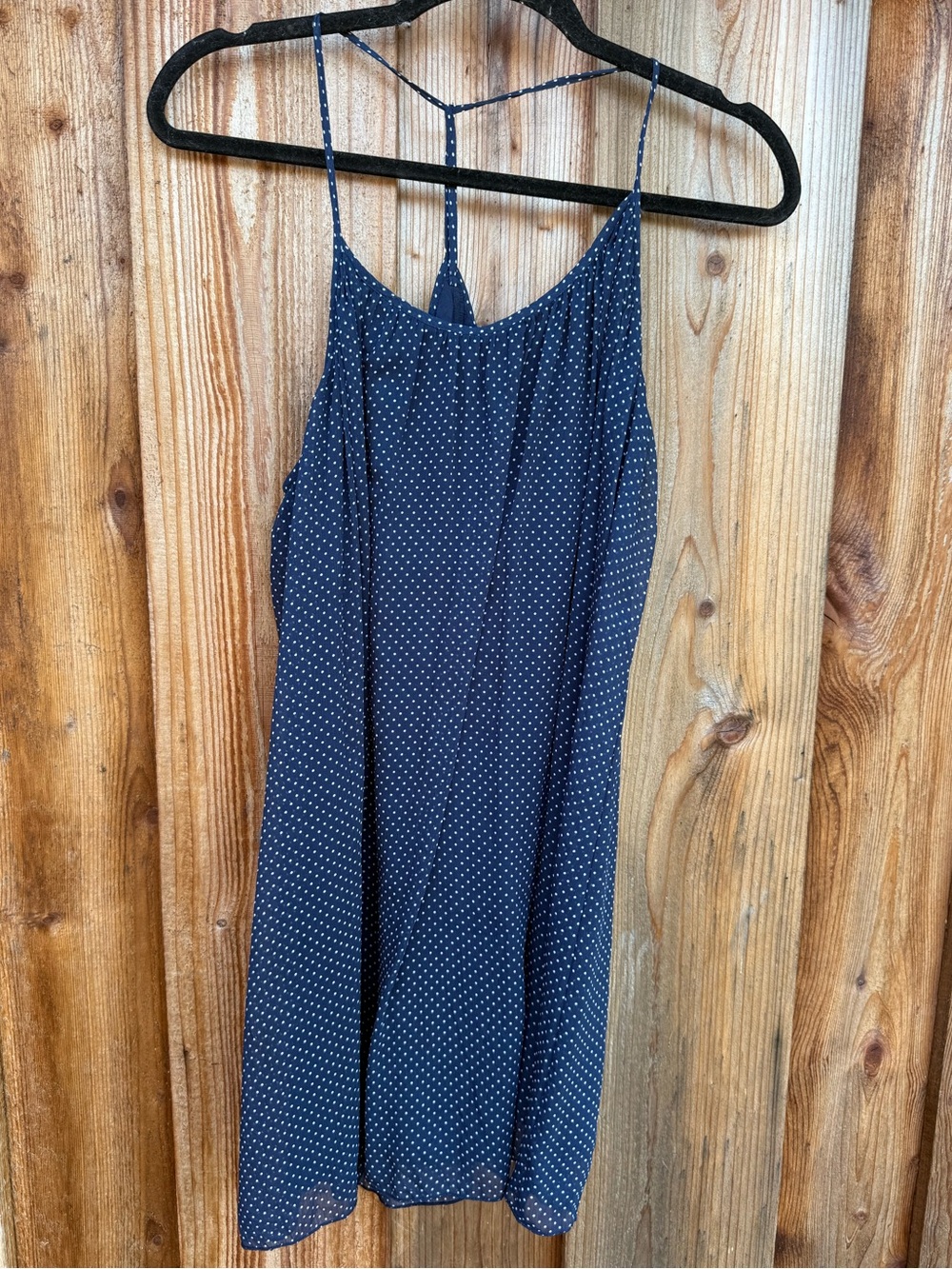 Navy Polka Dot Spaghetti Strap Dress A&F